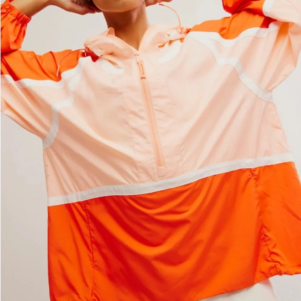 Free People NWOT Like the Wind Color-block Jacket in Peach-Orange - Picture 2 of 9